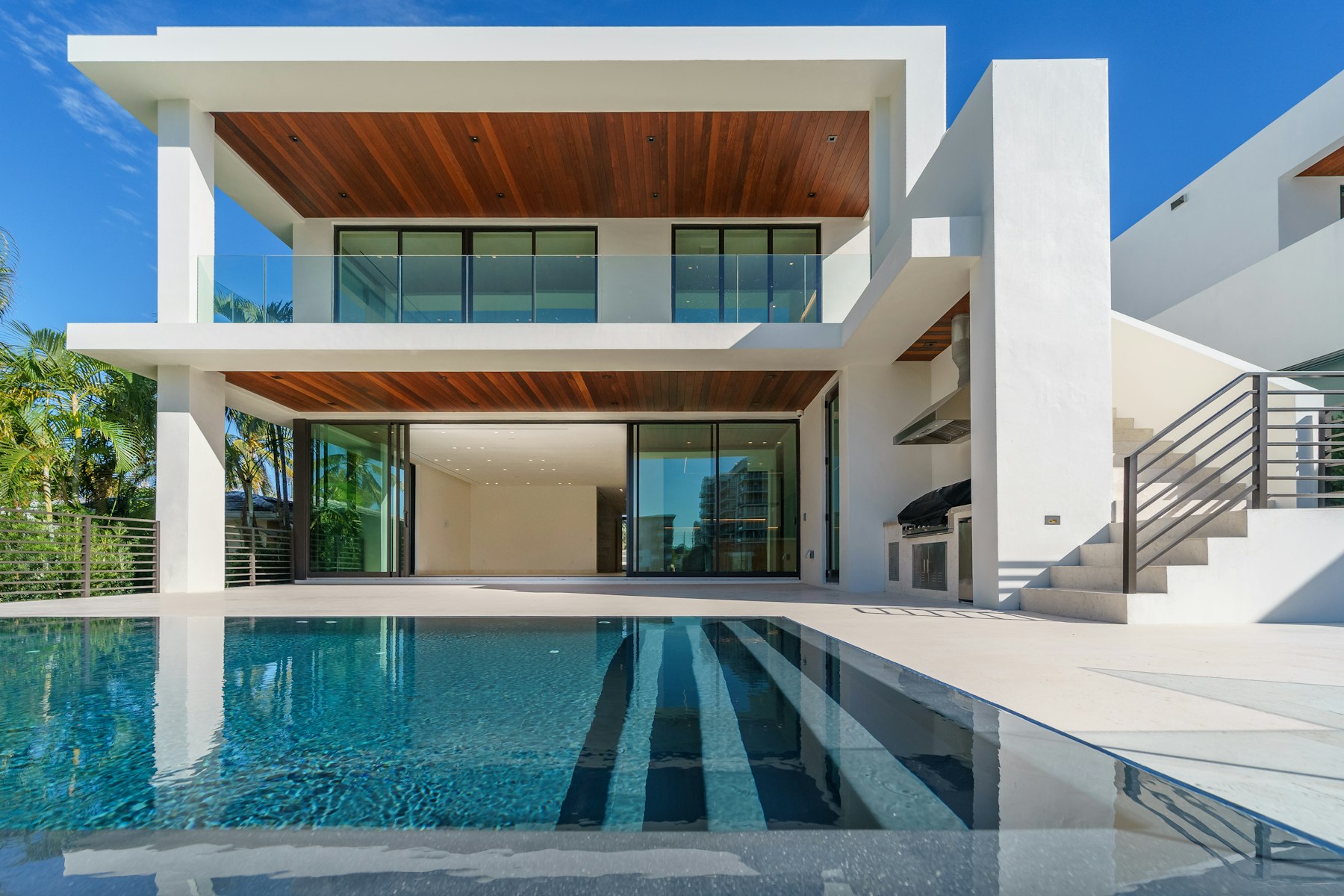Modern waterfront villa with pool