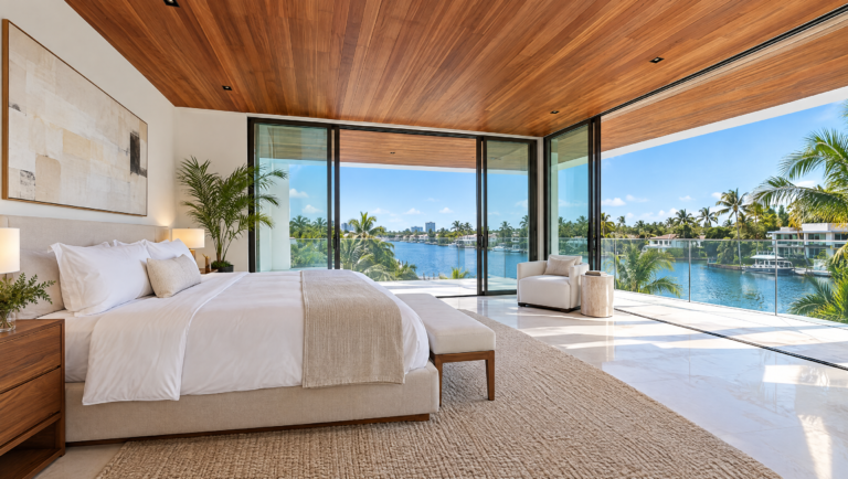 Primary suite with balcony over the water